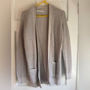 Abercrombie & Fitch Beige Waffle Knit Cardigan, Open Front Longline Sweater